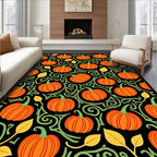 Orange Pumpkins with Green Vines Rug
