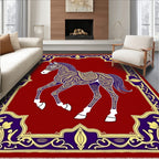 Crimson Horse With Purple Gold Trim Rug