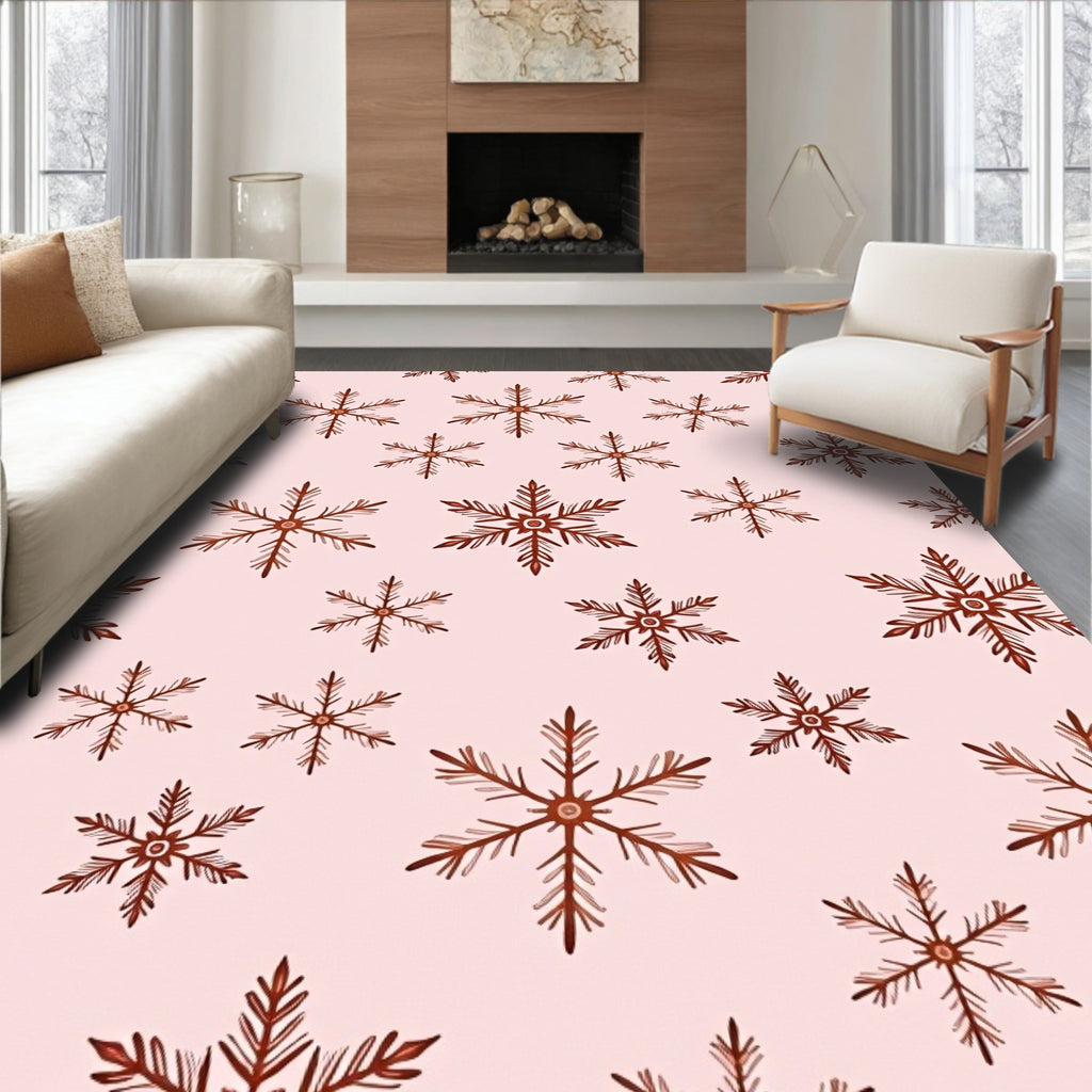 Rustic Brown Snowflake Cluster Background Rug