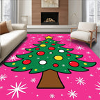 Retro Christmas Tree Ornaments Snow Rug