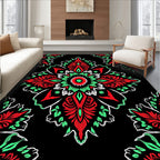 Vibrant Scarlet Jade Mandala Tile Rug