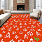 Festive White Snowflakes Christmas Trees Rug