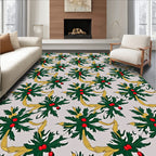 Festive Green Holly Berry Ribbon Repeated Rug