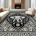 Bold Elephant Floral Medallion Tapestry Rug