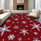 Winter Red Snowflake Cluster Rug