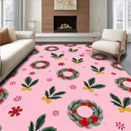 Pink Christmas Wreath Berry Garland Rug