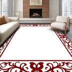Rich Burgundy Floral Vine Border Rug