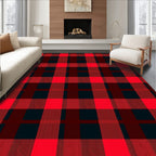 Classic Red Black Plaid Square Rug