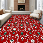 Red White Green Holiday Tree Medallion Rug