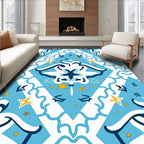 Azure Geometric Starburst Abstract Rug