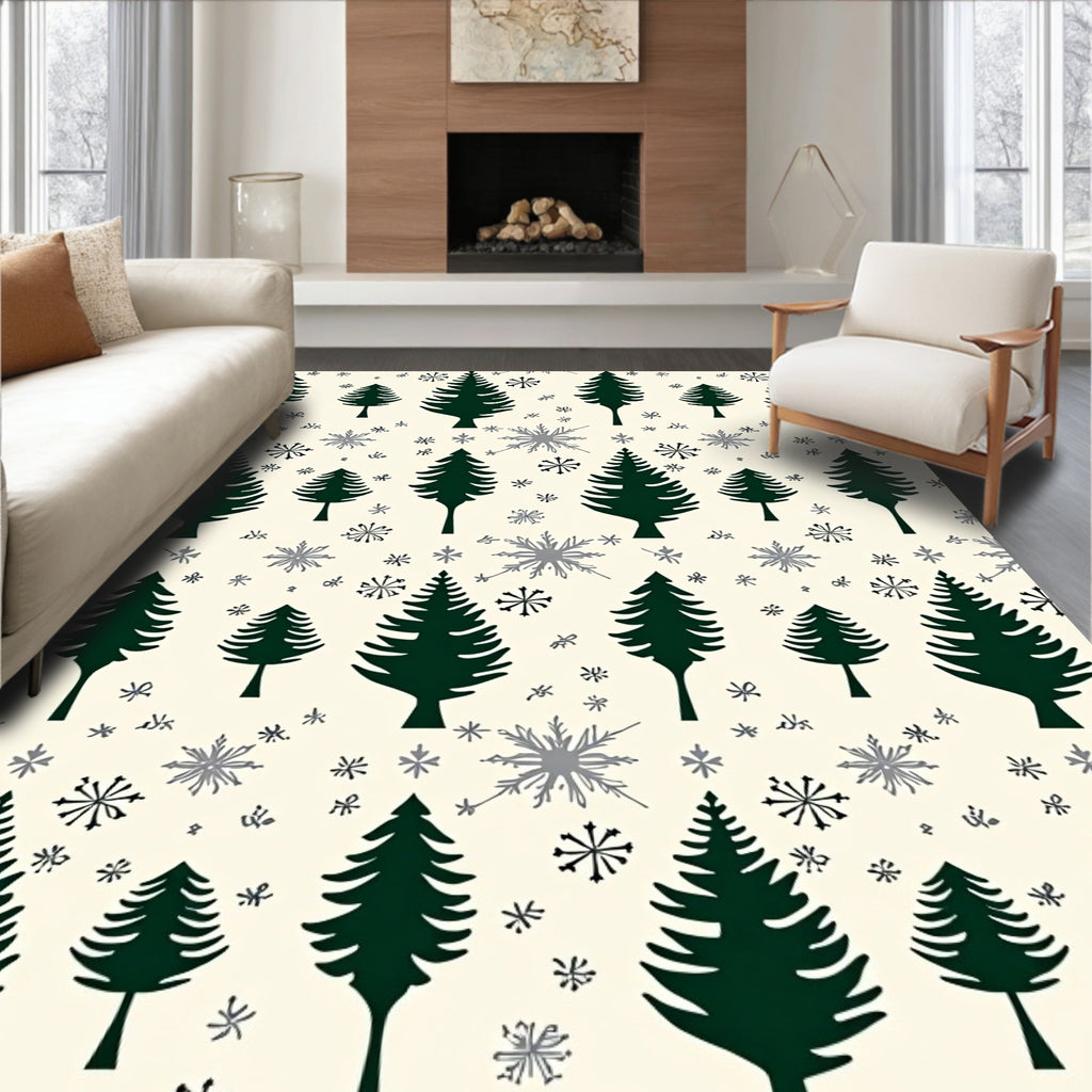 Forest Pine Snowflake Repeat Rug