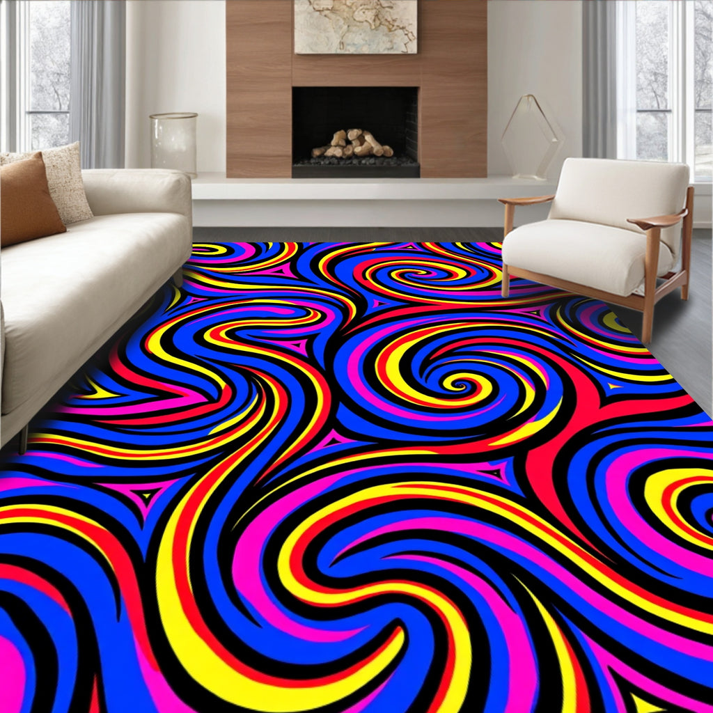 Vibrant Swirl Triangles Psychedelic Rug