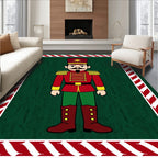 Festive Red Nutcracker Soldier Border Rug
