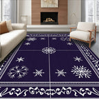 Deep Indigo Snowflake Vintage Border Rug