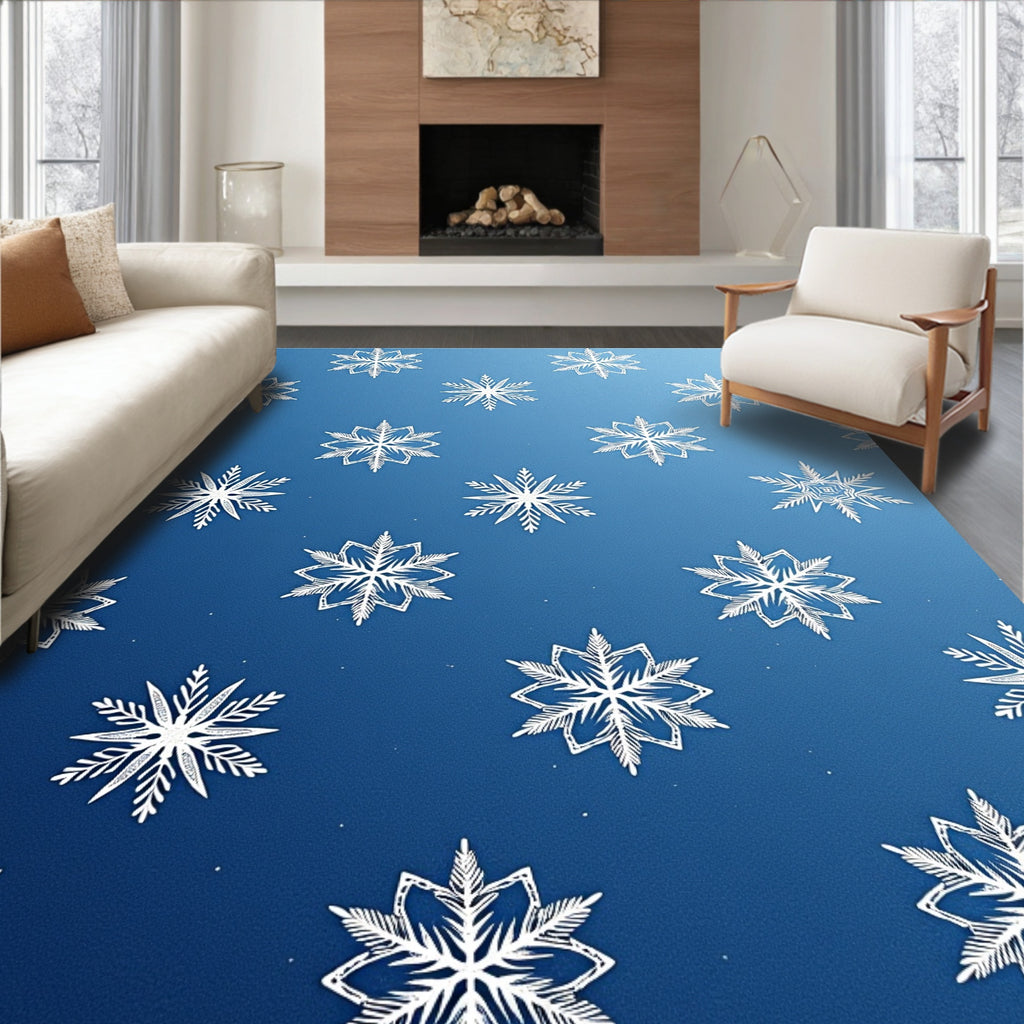 White Winter Snowflake Gradient Rug