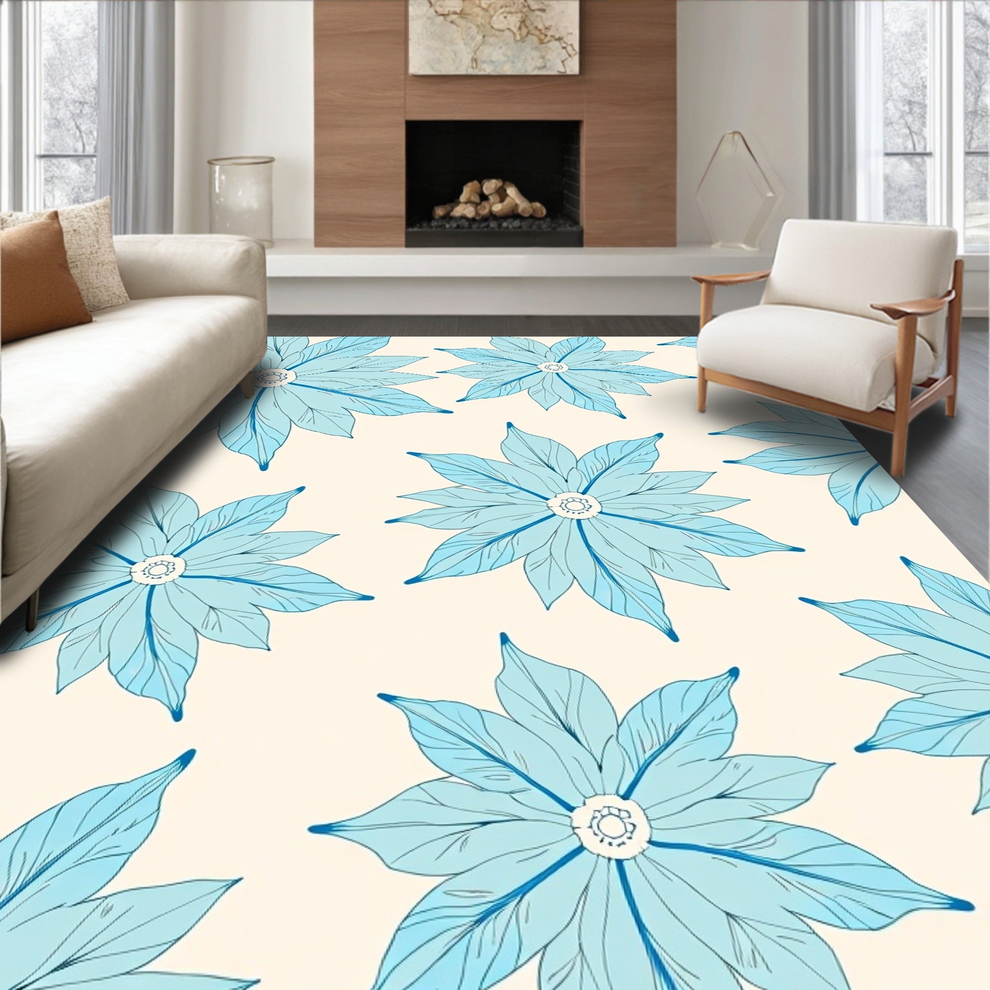 Sky Blue Petal bloom Rug