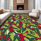 Rich Red Berry Leafy Garland Rug