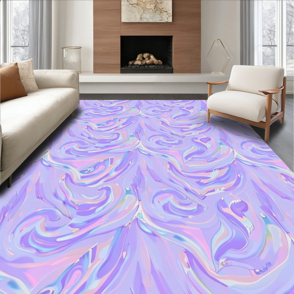 Holographic Lavender Swirls Rug