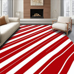 Crimson White Diagonal Stripe Rug