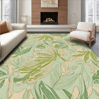 Green Linen Leaf Scatter Rug