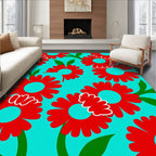 Retro Red Flower Garden Rug