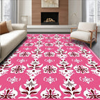Elegant Rose Pink Floral Medallion Rug