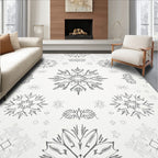 Gray Snowflake Winter Mandala Rug