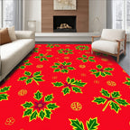Red Green Stylized Holly Berry Rug