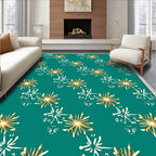 Teal Starburst and Abstract Face Rug