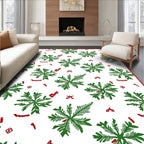 Green Snowflake Red Accents Textile Rug