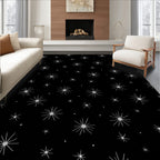 Black white starburst cosmic Rug