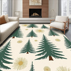 Dark Green Pine Sunburst Contemporary Ivory Rug