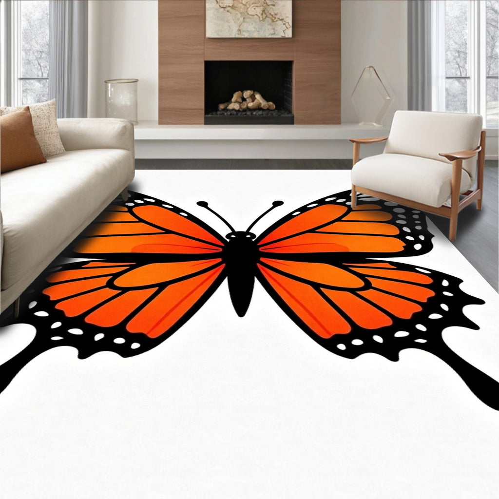Vibrant Monarch Butterfly Wing Rug