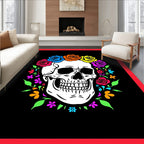 Colorful Skull Flower Crown Medallion Rug