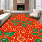 Vibrant Red Holly Berry Swirl Rug