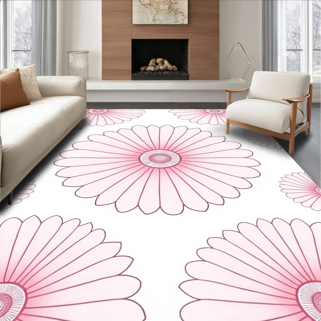 Pretty Pink Daisy Petal Arrangement Rug