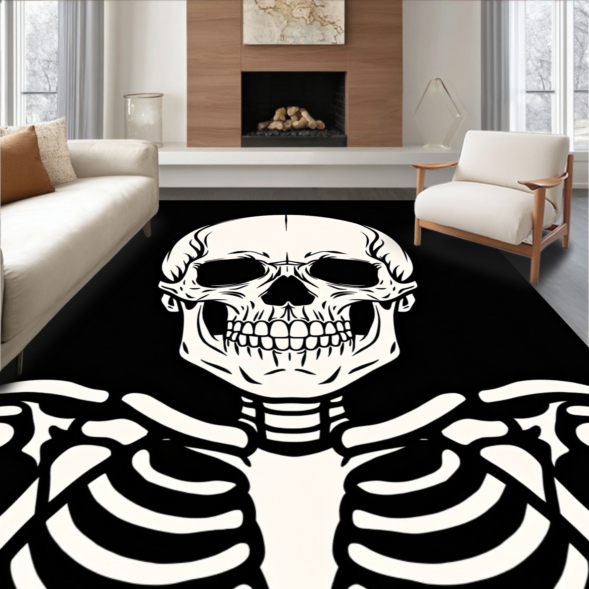 Gothic Skeleton Bone Outline Rug