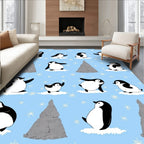 Whimsical Penguin Snowflakes Iceberg Background Rug