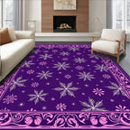 Purple Snowflake Intricate Border Rug