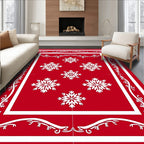 Crimson and White Winter Bloom Rug