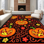 Spooky Orange Jack-o'-lantern Skull Vine Rug