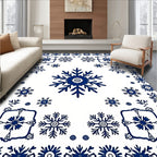 Dark Blue Snowflake Medallion Collection Rug