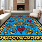 Bright Blue Sea Coral Garden Rug