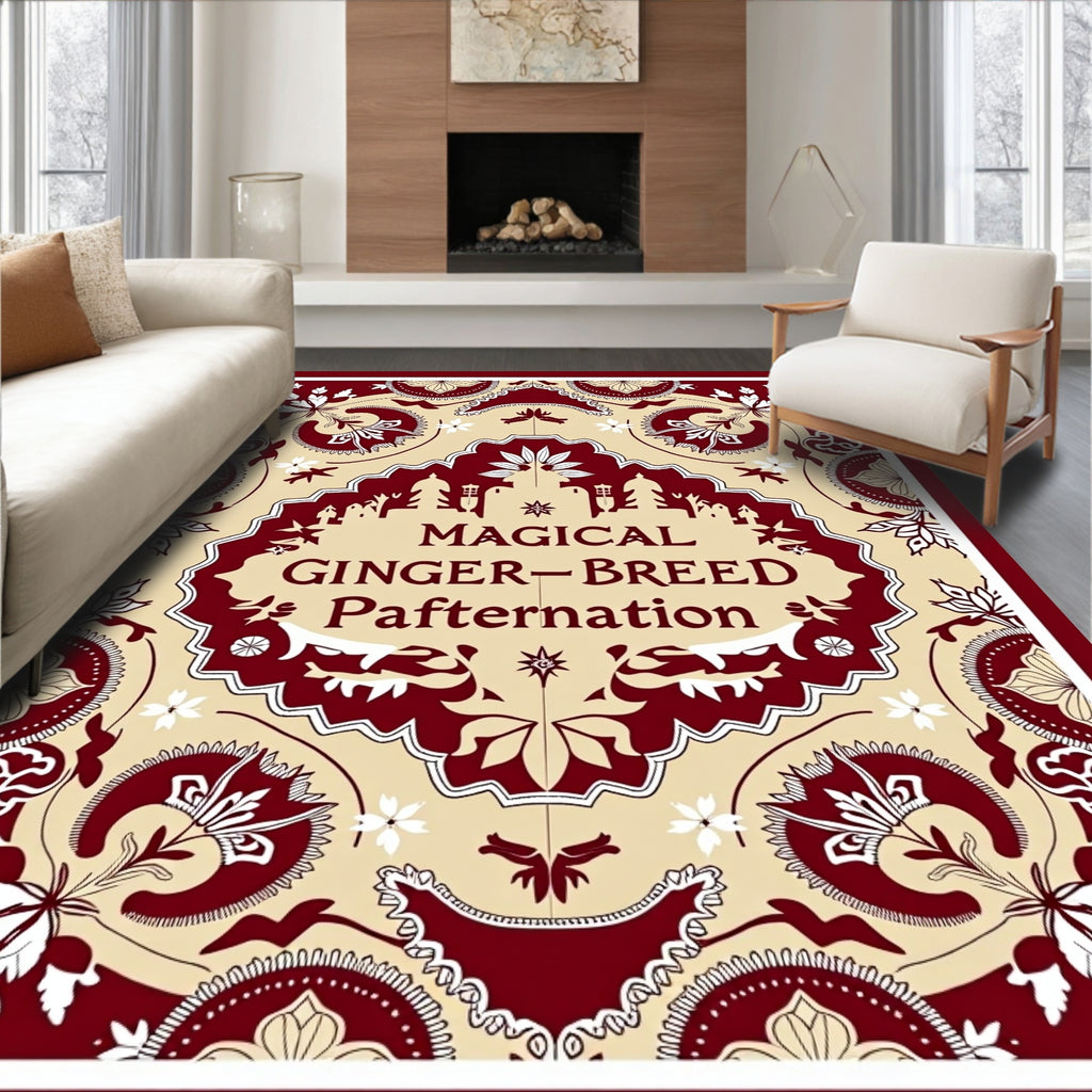 Crimson and Cream Floral Medallion Rug