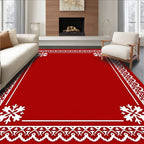 Crimson Snowflake Lace Frame Rug