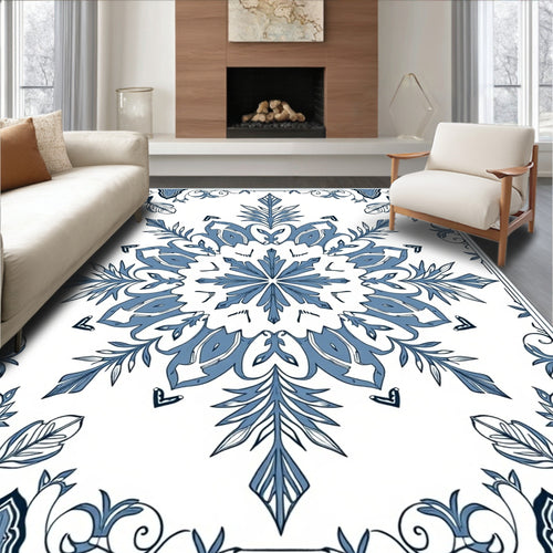 Blue And White Floral Medallion Rug