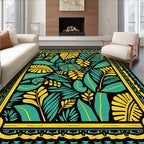 Lush Tropical Foliage With Tribal Accents Rug