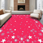 Crimson Starburst Snowflake Burst Rug