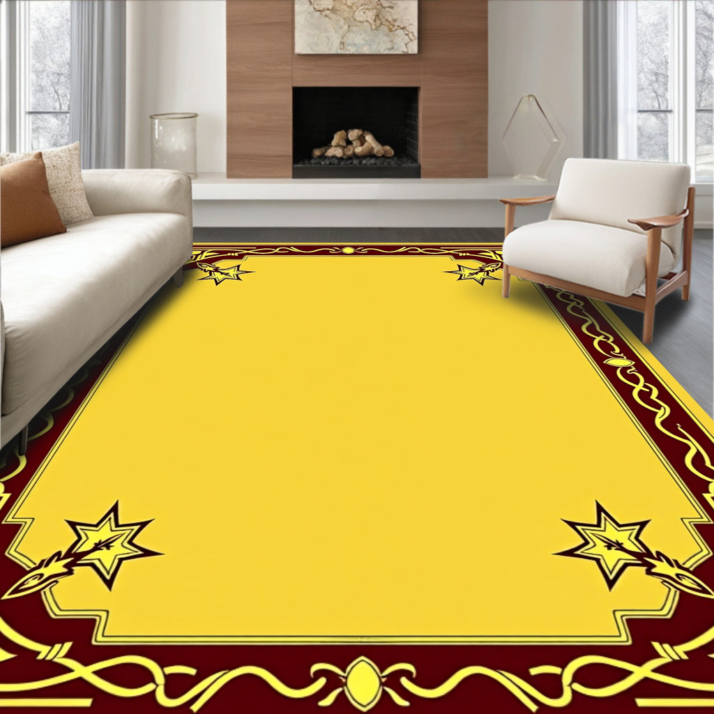 Crimson Gold Ornate Star Frame Rug