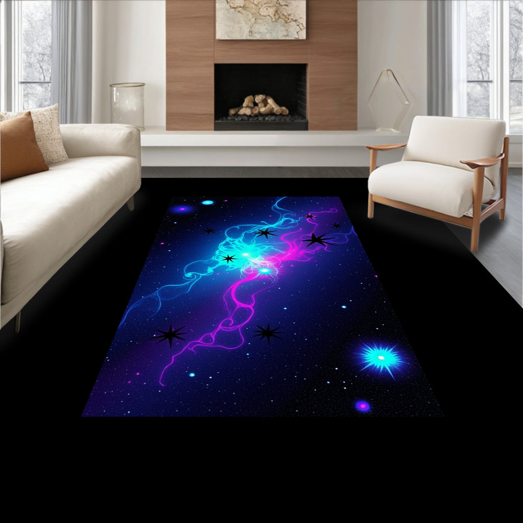 Cosmic Nebula Swirls Stars Rug
